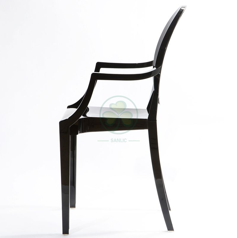 Stackable Black Resin Louis Ghost Armchair for Various Social Events SL-R2072BRLC