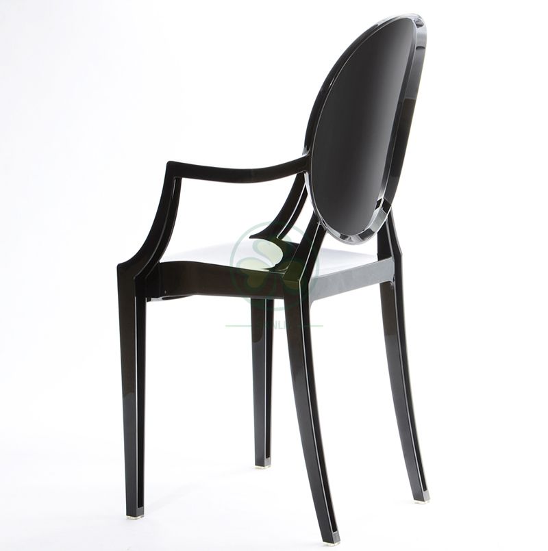 Stackable Black Resin Louis Ghost Armchair for Various Social Events SL-R2072BRLC