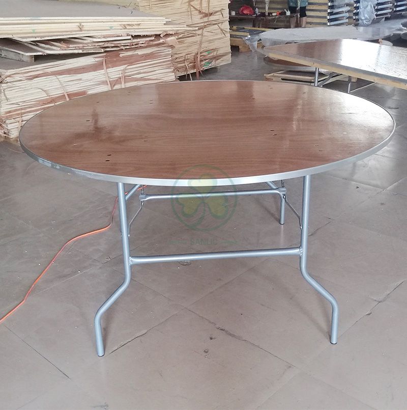 High Quality Wood Round Folding Event Table for Banquet Halls or Wedding Venues with AL Edge SL-T2086WRTA