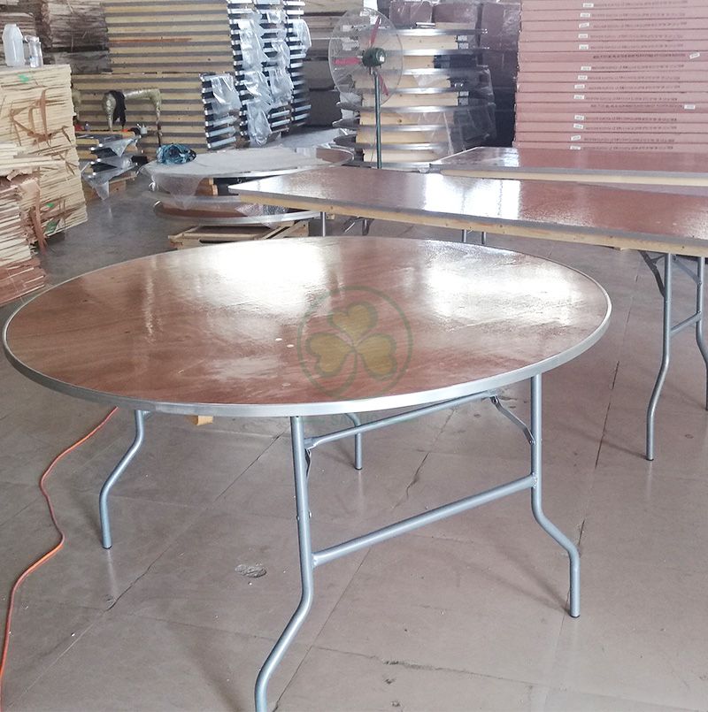 High Quality Wood Round Folding Event Table for Banquet Halls or Wedding Venues with AL Edge SL-T2086WRTA