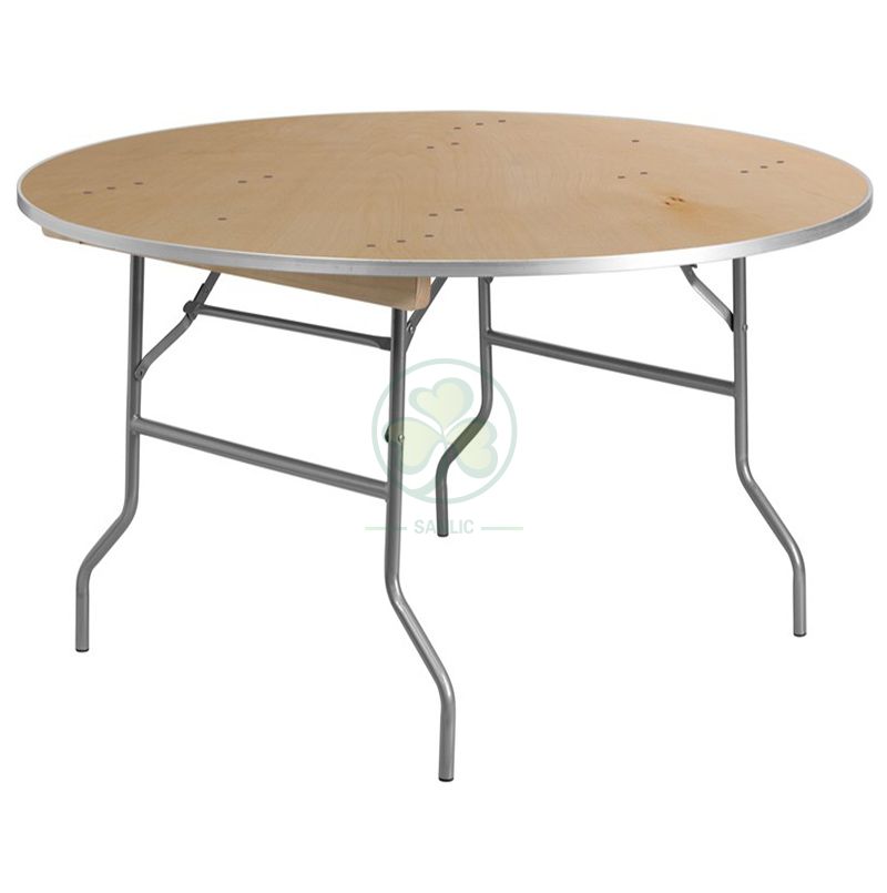 Customized Modern Dining Furniture Round Wooden Folding Tables by Birch Wood with AL Edge  SL-T2087CWRT