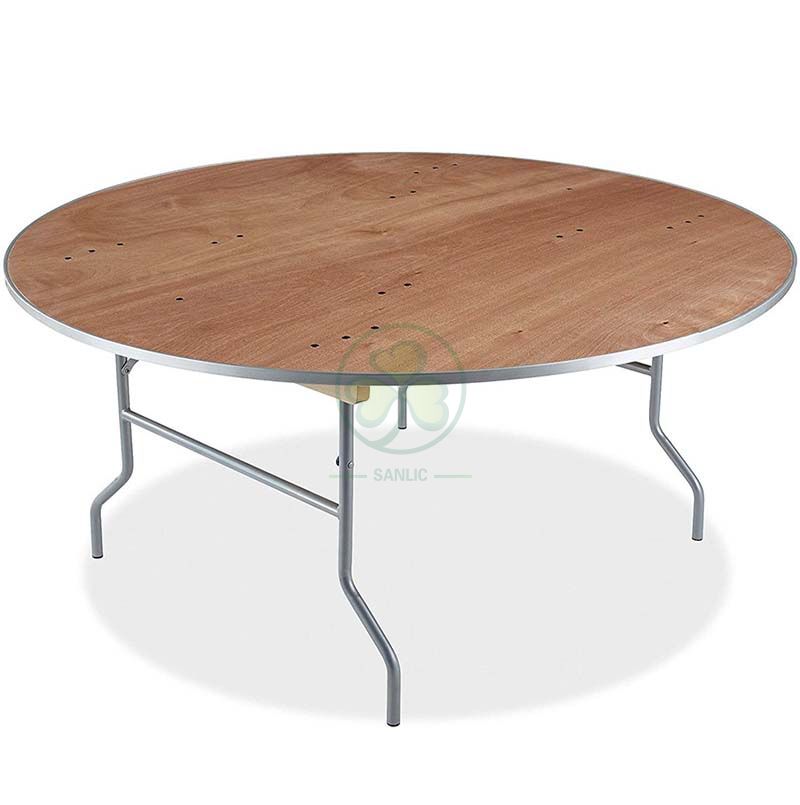 High Quality Wood Round Folding Event Table for Banquet Halls or Wedding Venues with AL Edge SL-T2086WRTA