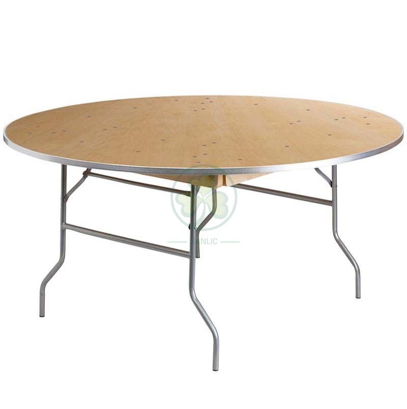 Customized Modern Dining Furniture Round Wooden Folding Tables by Birch Wood with AL Edge SL-T2087CWRT