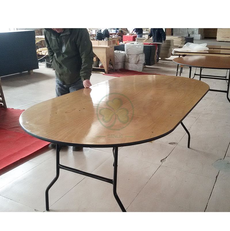 Customized Wood Ellipse Folding Banquet Tables SL-T2092OWFT