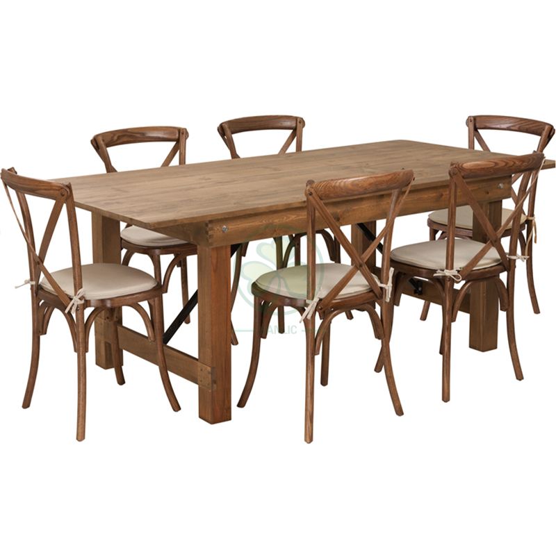 Wholesale Solid Pine Wood Farm Table Rustic Farmhouse Dining Table SL-T2101WFHT