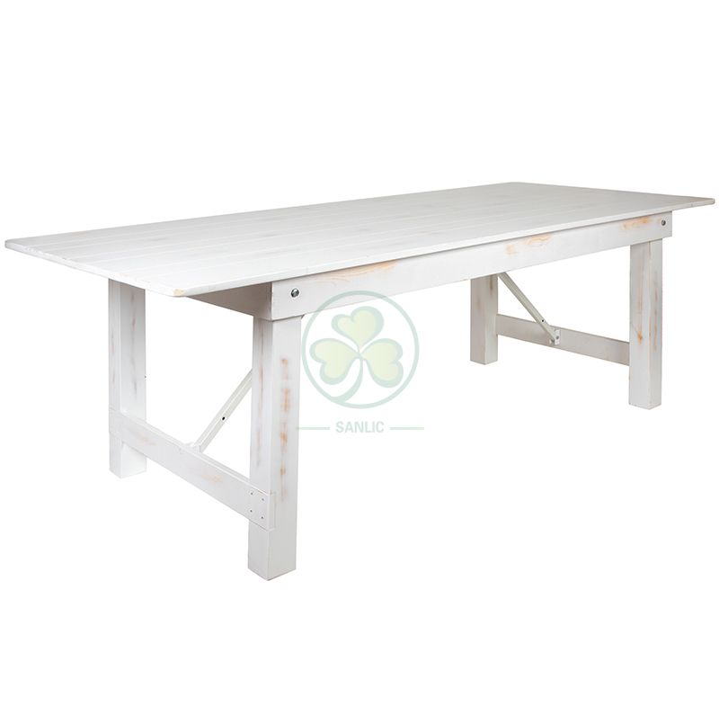 Factory Direct White Vintage Farm Tables with Benches for Outdoor Courtyard Dining Party  SL-T2102WVFT