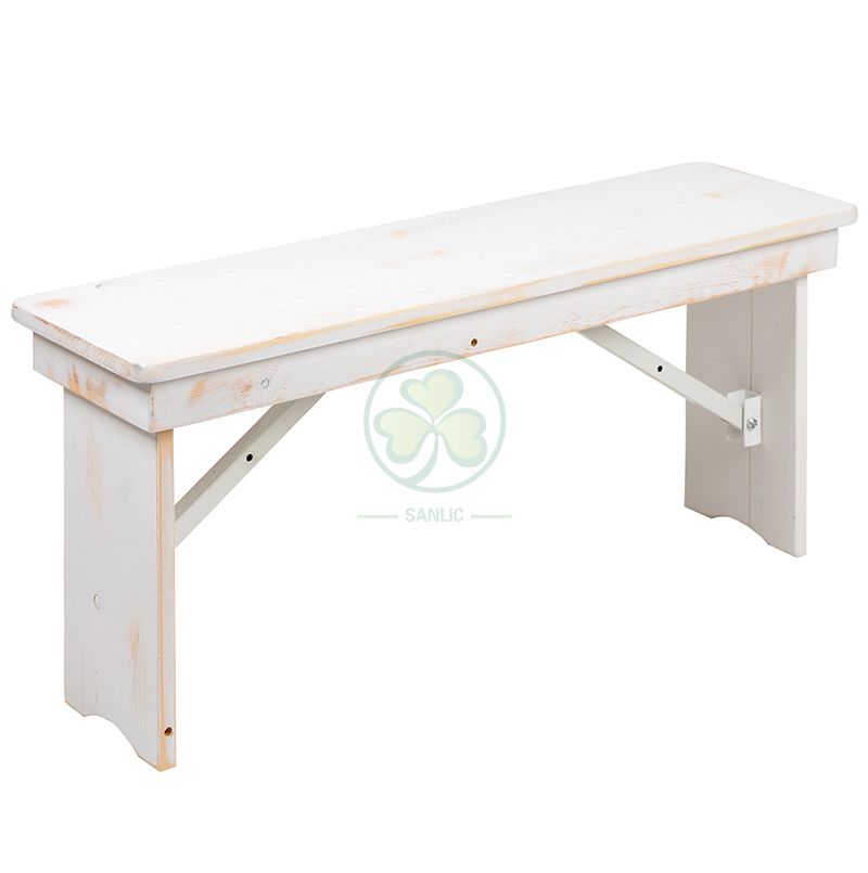 Factory Direct White Vintage Farm Tables with Benches for Outdoor Courtyard Dining Party  SL-T2102WVFT