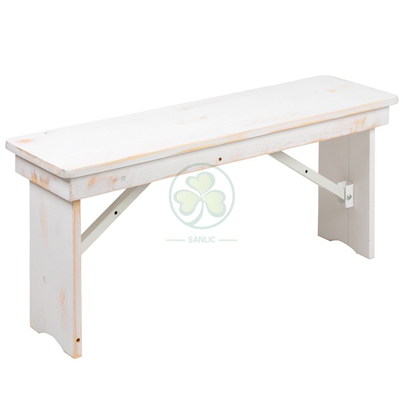 Factory Direct White Vintage Farm Tables with Benches for Outdoor Courtyard Dining Party SL-T2102WVFT