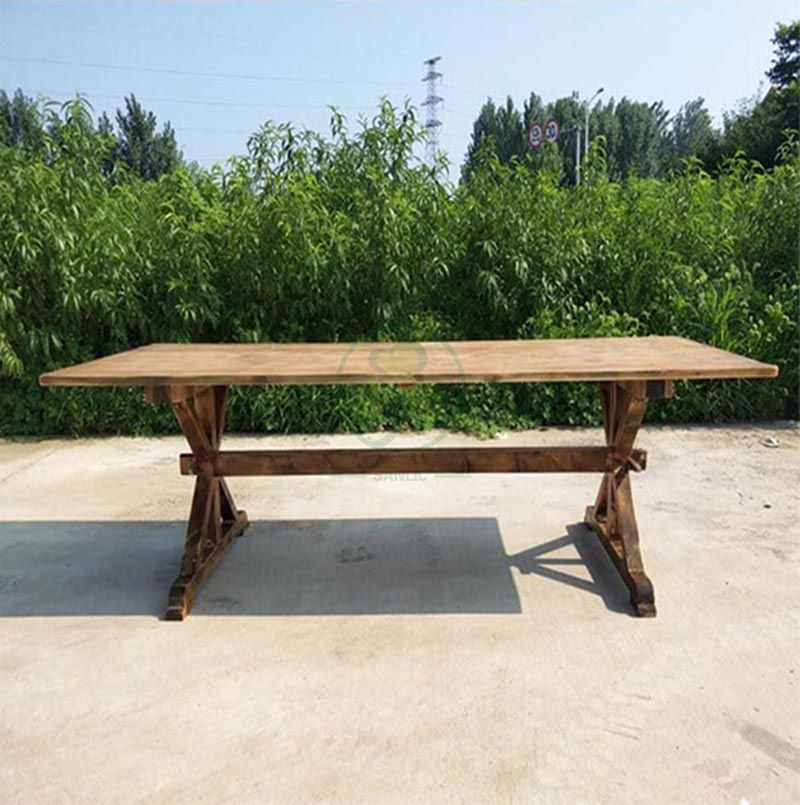 Hot Sale Outdoor Rectangular Rustic Solid Wood X Brace Farmhouse Table SL-T2104RRXF