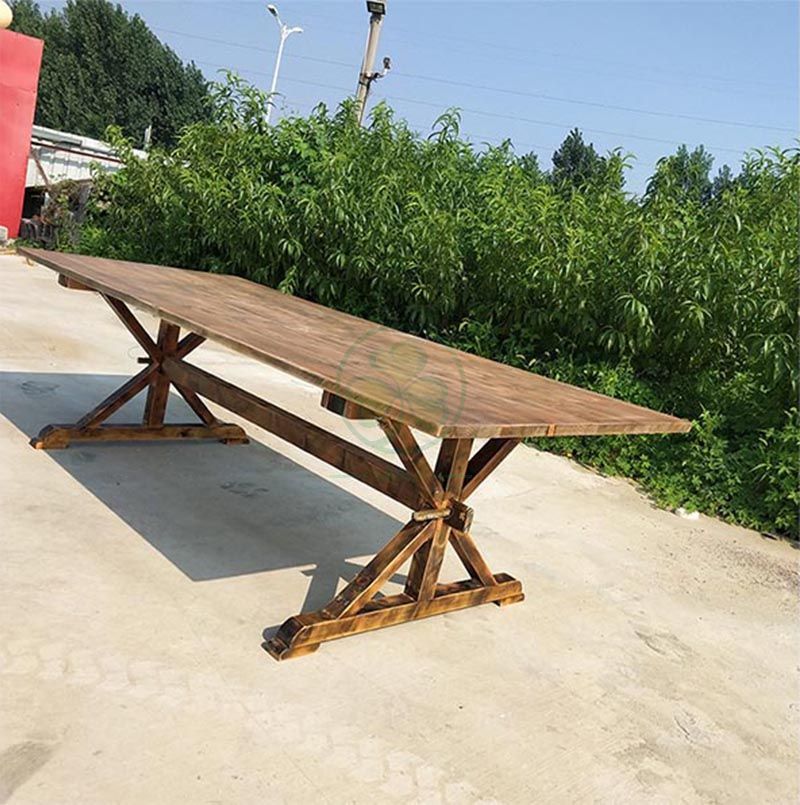 Hot Sale Outdoor Rectangular Rustic Solid Wood X Brace Farmhouse Table SL-T2104RRXF