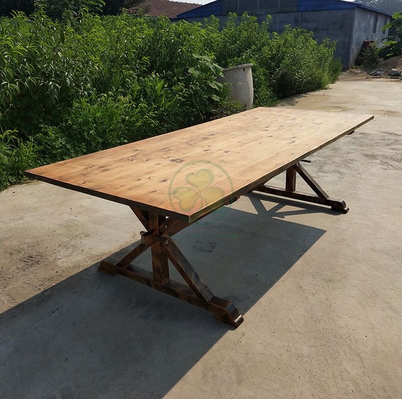 Hot Sale Outdoor Rectangular Rustic Solid Wood X Brace Farmhouse Table SL-T2104RRXF