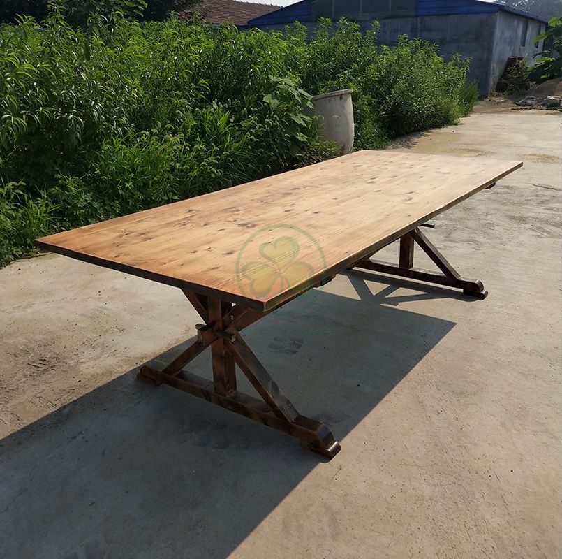 Hot Sale Outdoor Rectangular Rustic Solid Wood X Brace Farmhouse Table  SL-T2104RRXF