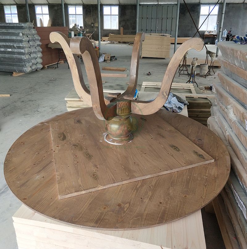 Customized Reclaimed Wood White Round Pedestal Dining Table SL-T2120WWPT