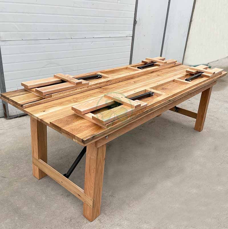 Factory Direct Folding Rustic Farmhouse Bench for Outdoor Weddings and Events SL-T2122WFHB