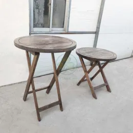 Wholesale Farmhouse Style Wood Folding Round Bistro Table for Garden or Patio SL-T2125FSBT