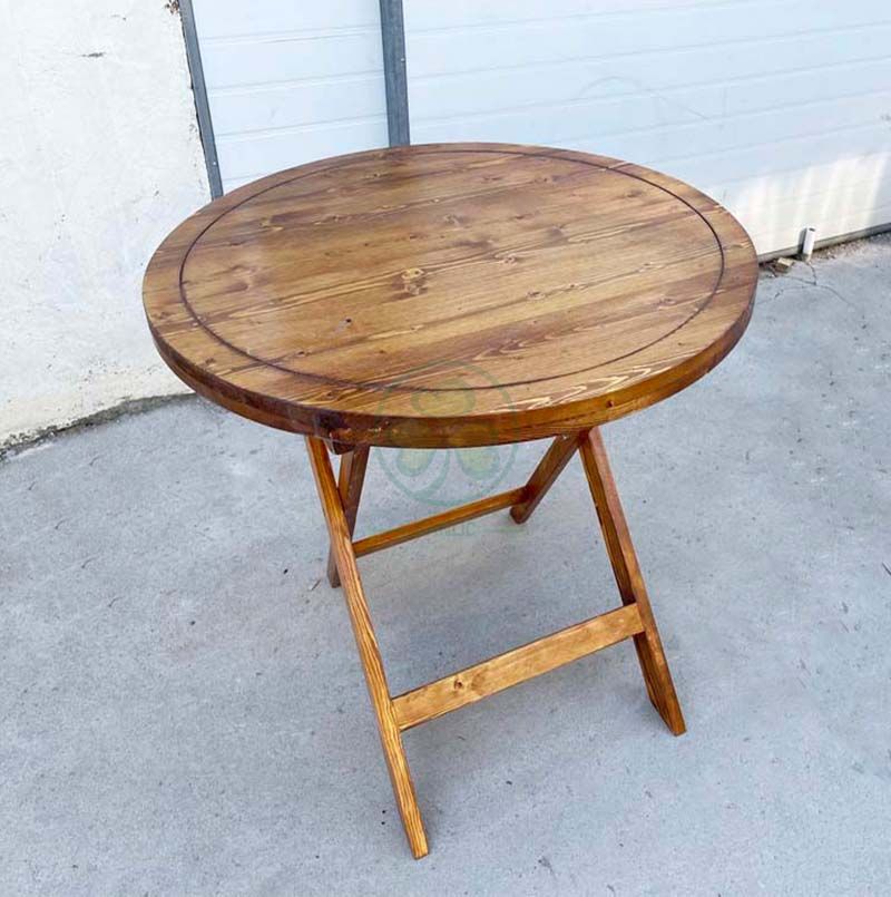 Wholesale Farmhouse Style Wood Folding Round Bistro Table for Garden or Patio SL-T2125FSBT