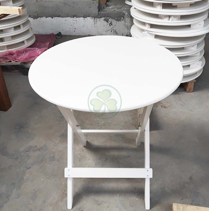 White Round Folding Bistro Table for Ice Cream Shops or Window Nook SL-T2128WWBT