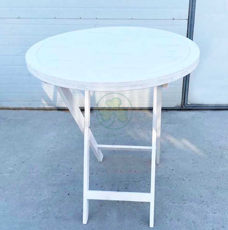 White Round Folding Bistro Table for Ice Cream Shops or Window Nook  SL-T2128WWBT