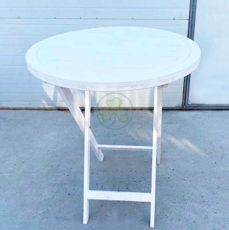 White Round Folding Bistro Table for Ice Cream Shops or Window Nook SL-T2128WWBT