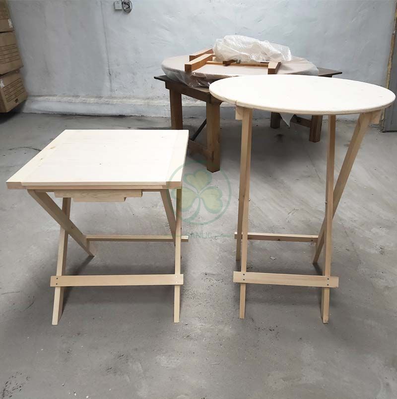 Factory Wholesale Unfinished Portable Counter Height Solid Wood Folding Round Bistro Table for Pubs Bars or Cafes SL-T2130PCBT
