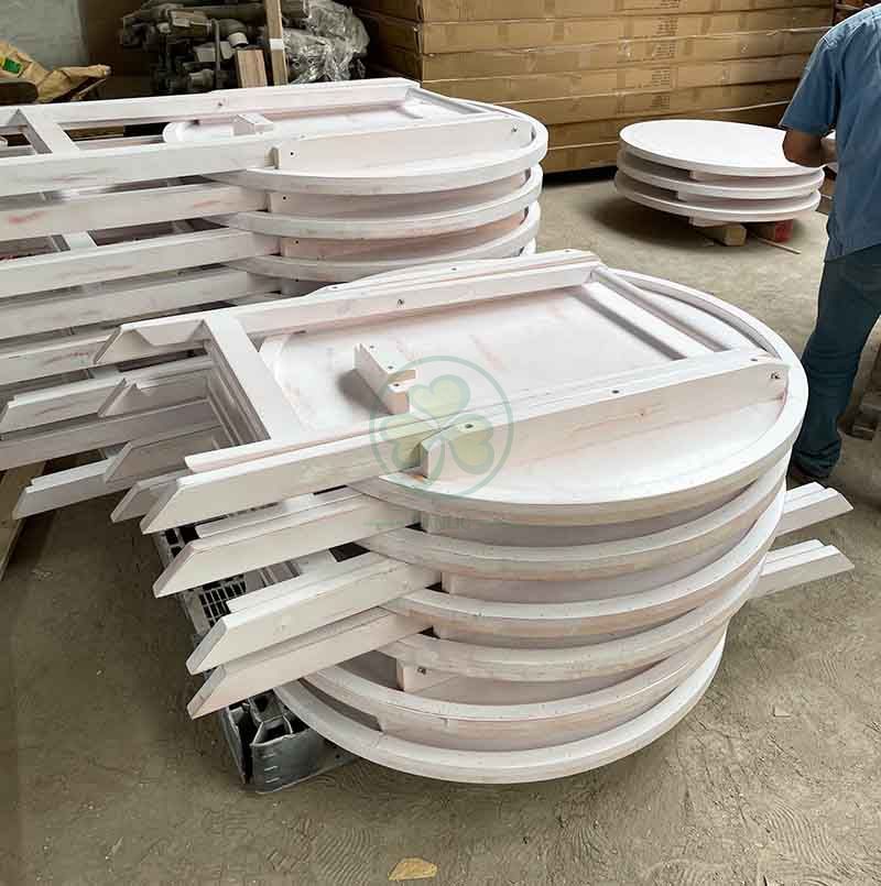 Factory Wholesale Unfinished Portable Counter Height Solid Wood Folding Round Bistro Table for Pubs Bars or Cafes SL-T2130PCBT