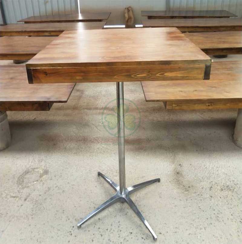 Farmhouse Style Reclaimed Wood and Steel Pedestal Pub Table SL-T2131WSPT