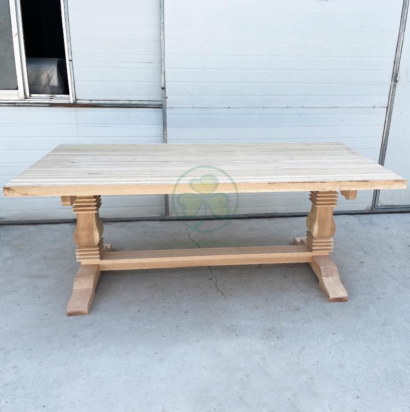 New Designed Solid Wood Trestle Pedestal Large Rectangle Farmhouse Dining Table SL-T2133NFPT