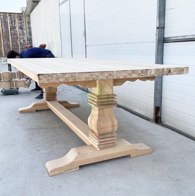 New Designed Solid Wood Trestle Pedestal Large Rectangle Farmhouse Dining Table SL-T2133NFPT