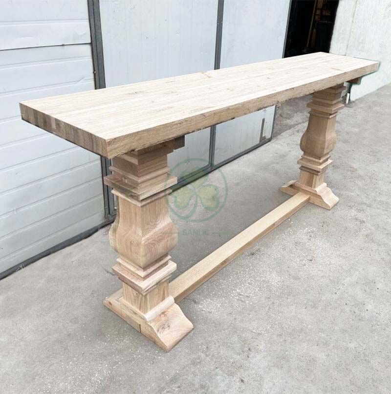 Custom Solid Wood Farmhouse Counter Height Trestle Pedestal Console Table SL-T2135FTPC