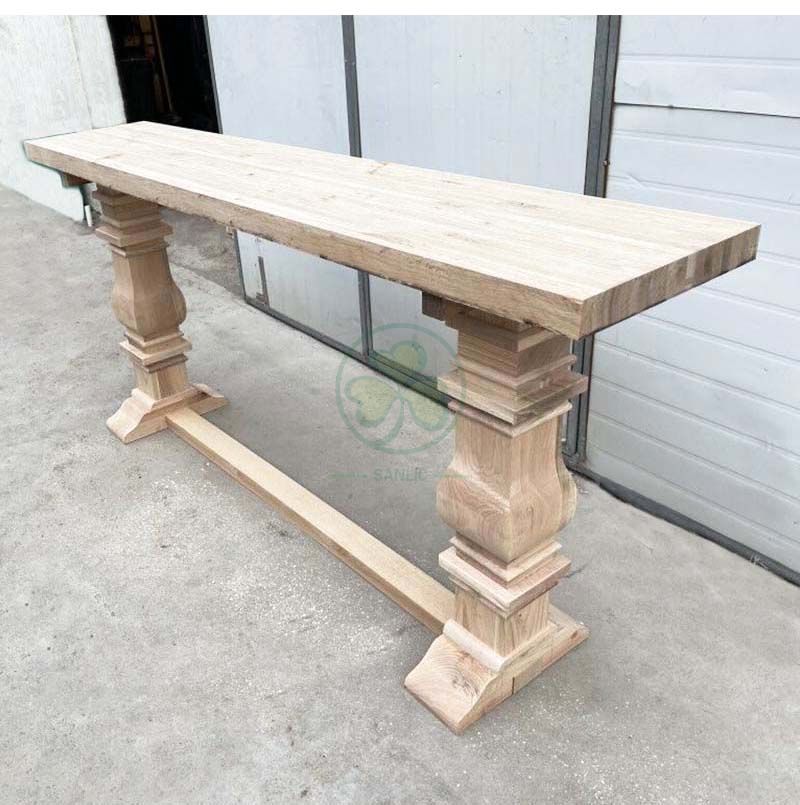 Custom Solid Wood Farmhouse Counter Height Trestle Pedestal Console Table SL-T2135FTPC