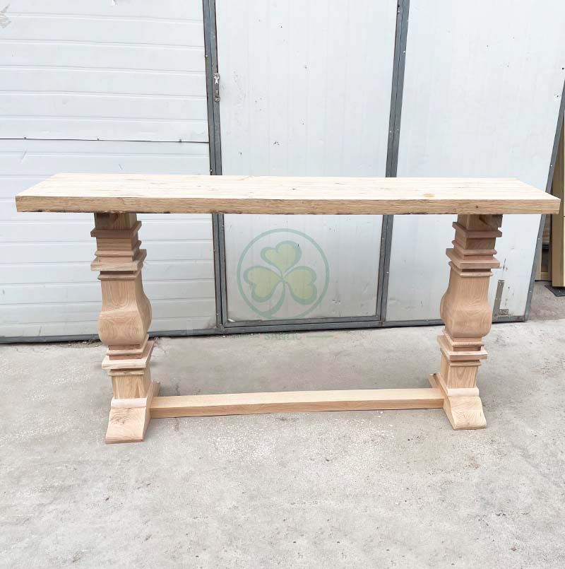 Custom Solid Wood Farmhouse Counter Height Trestle Pedestal Console Table SL-T2135FTPC