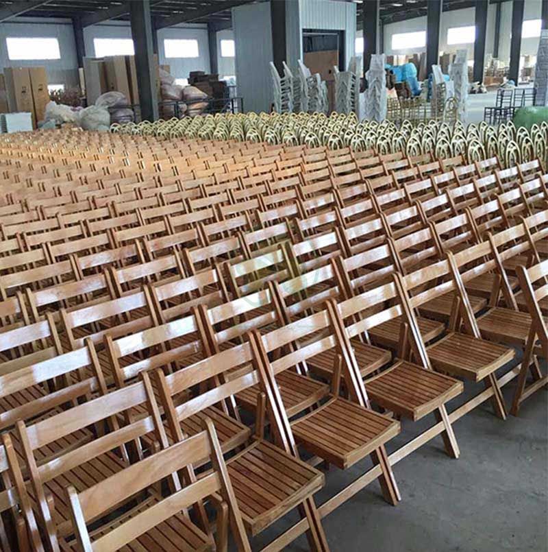 Popular Natural Wooden Slatted Folding Chair for Indoor or Outdoor Banquets Reunions or Parties SL-W1871WSFC