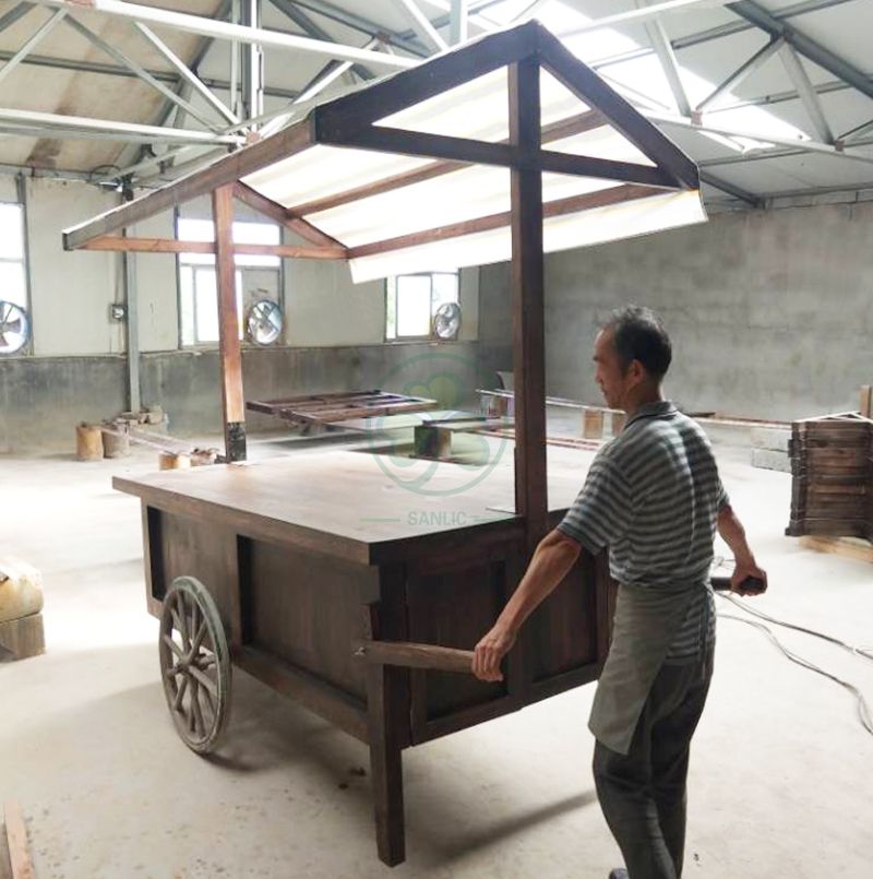 Bespoke Food Cart with Canopy and Storage Cabinet for Weddings and Events  SL-T2143BFCS