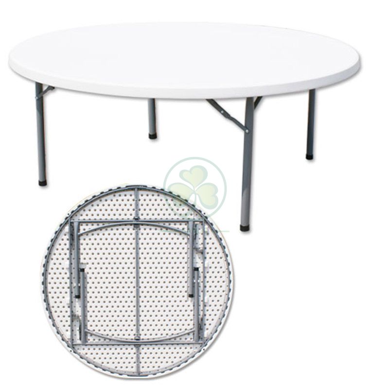 Hot Selling 72inches Round Plastic Folding Dining Table for Dining Halls or Wedding Venues  SL-T2156PFDT