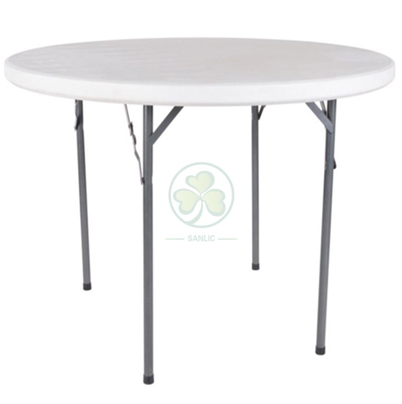 Factory Direct 43inches HDPE White Plastic Round Folding Dining Table for Indoor and Outdoor Events and Banquets  SL-T2159HPRF