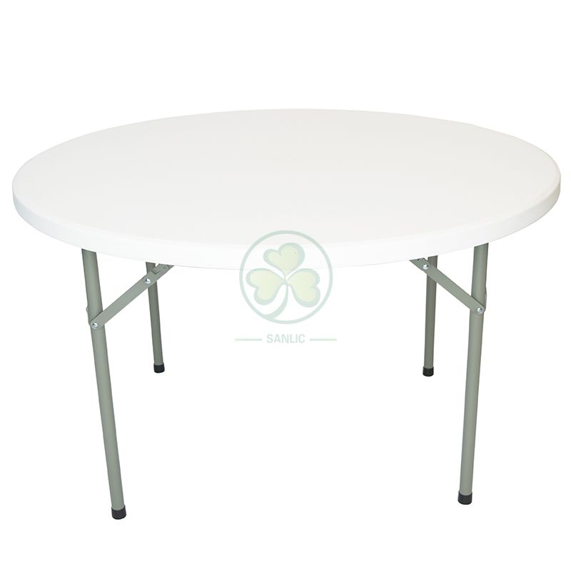 Factory Direct 43inches HDPE White Plastic Round Folding Dining Table for Indoor and Outdoor Events and Banquets  SL-T2159HPRF