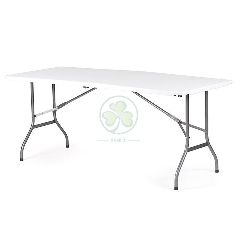 6ft Plastic Rectangular Fold-In-Half Dining Table with Lock T3.5  SL-T2161RFHT