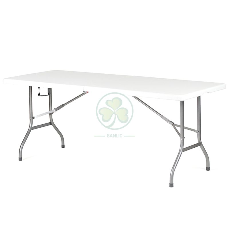 White 6ft Rectangular Fold-In-Half Table with Lock T4.5 SL-T2166RFHT