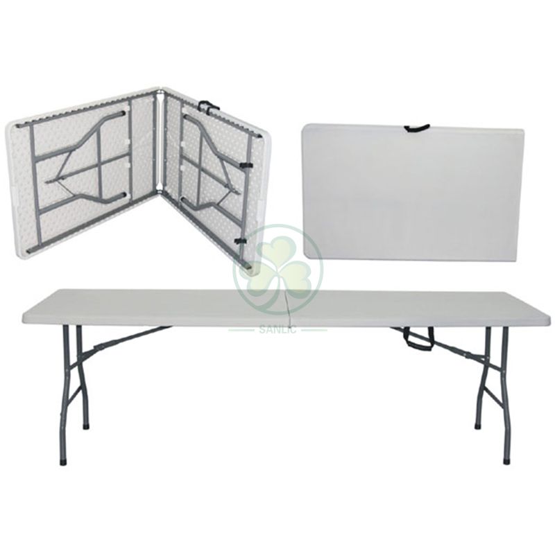 Granite White 8ft Rectangular Fold-In-Half Dining Table SL-T2167GWRT