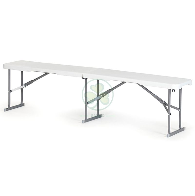 Factory Direct HDPE Granite White 6ft Plastic Fold-in-Half Bench T4.0 SL-T2172PFHB