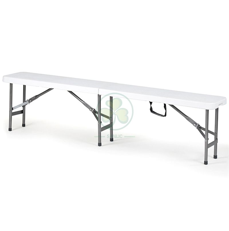 Popular 6ft Plastic Foldable Fold-in-Half Bench for Various Events or Parties T5.0 SL-T2173PFFB