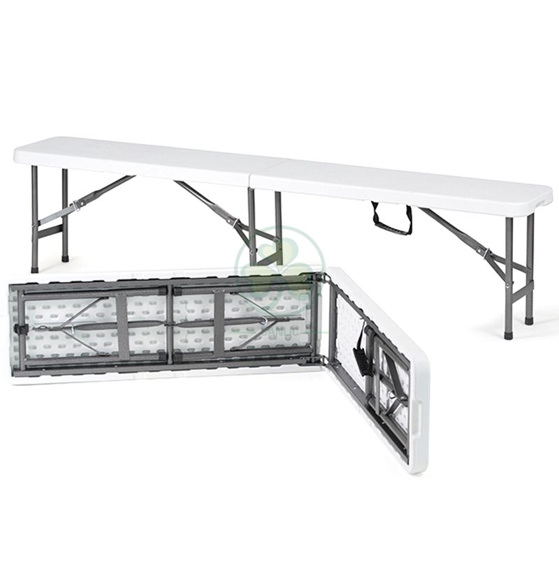 Popular 6ft Plastic Foldable Fold-in-Half Bench for Various Events or Parties T5.0 SL-T2173PFFB