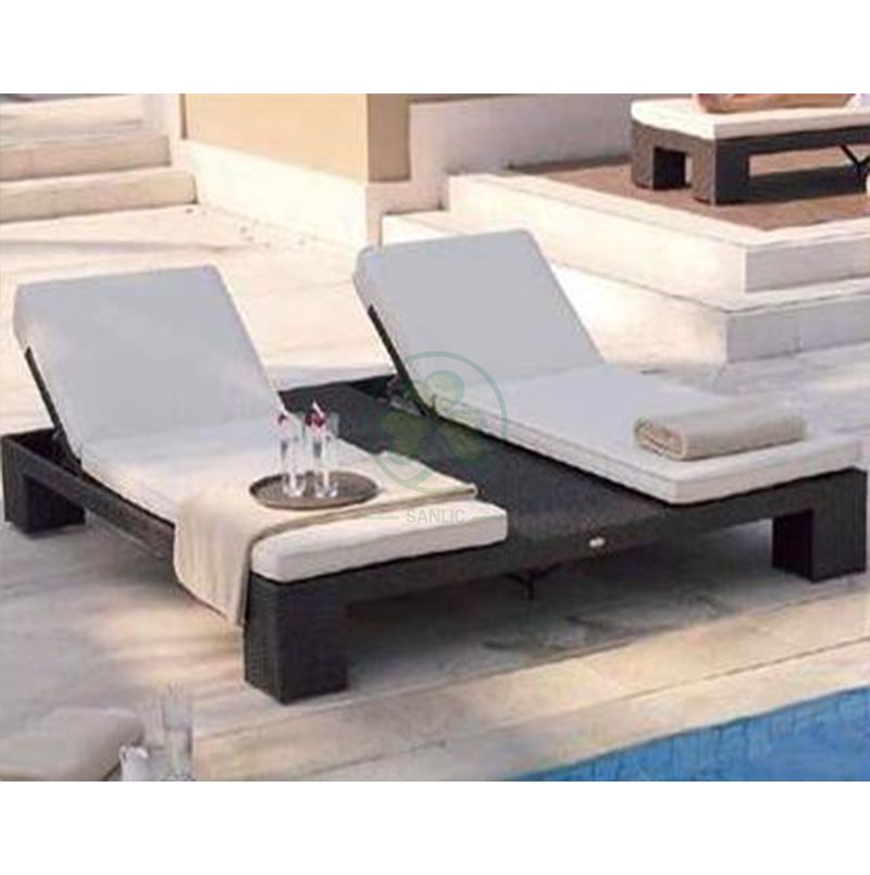 Popular Durable Outdoor Furniture Rattan Sun Lounger Sun Bed Lounger For Beach Or Hotel  SL-WR2183ORLC