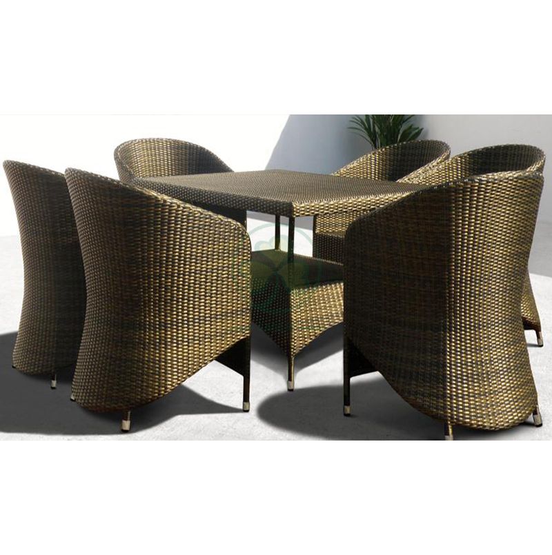 Factory Wholesale Garden Patio Furniture Restaurant Furniture Rattan Square Table Dining Set SL-WR2185RGPF