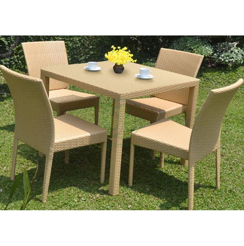 Factory Wholesale Garden Patio Furniture Restaurant Furniture Rattan Square Table Dining Set SL-WR2185RGPF