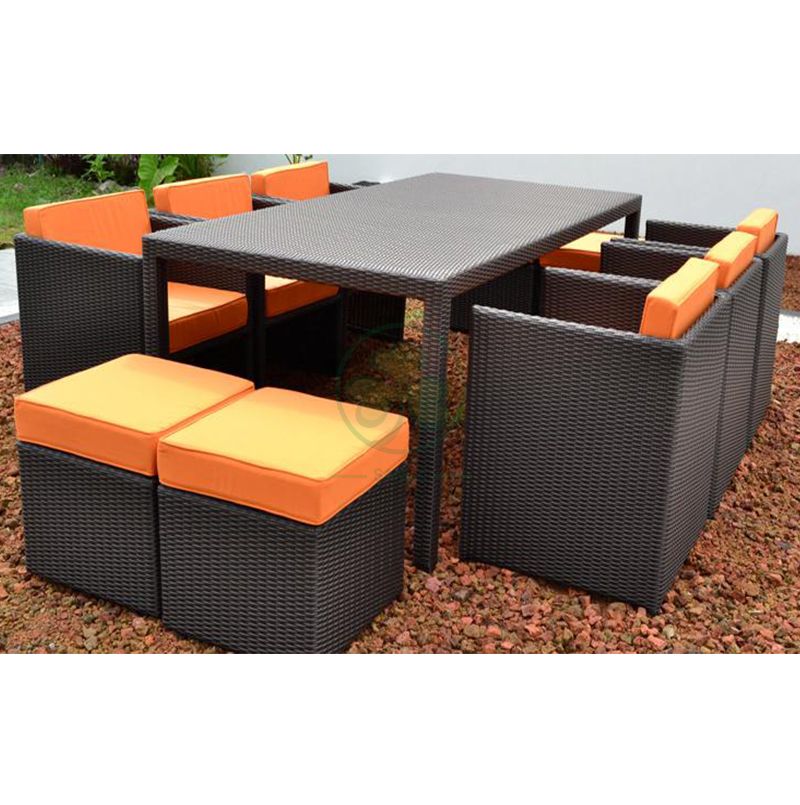 Popular Widely Used Classical Wicker Outdoor Patio Garden Dining Table and Chair  SL-WR2186OPTC