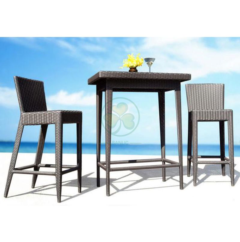 Factory Wholesale All Weather High Quality Outdoor Furniture Rattan Bar Set and Restaurant Table and Chairs Set SL-WR2188ROTC