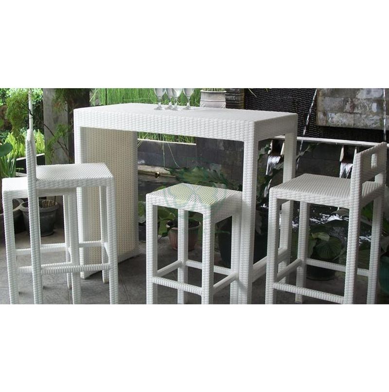 Factory Wholesale All Weather High Quality Outdoor Furniture Rattan Bar Set and Restaurant Table and Chairs Set SL-WR2188ROTC