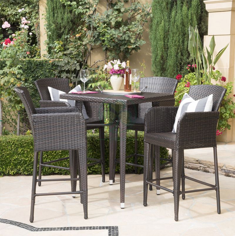 Factory Wholesale All Weather High Quality Outdoor Furniture Rattan Bar Set and Restaurant Table and Chairs Set SL-WR2188ROTC