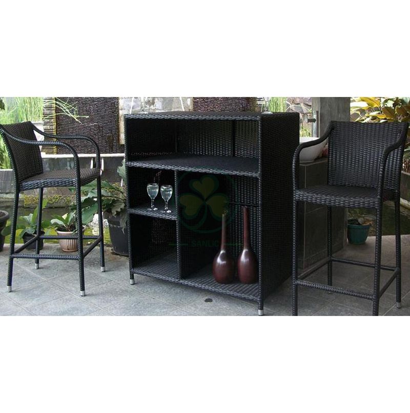 Modern Style Patio Bar Sets Rattan Furniture Outdoor Wicker Patio Bar Table and Stools SL-WR2190WPTC